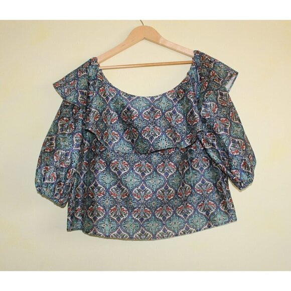 Anthropologie Sachin & Babi Musette Floral Blouse Size large off shoulder Top - Picture 8 of 12